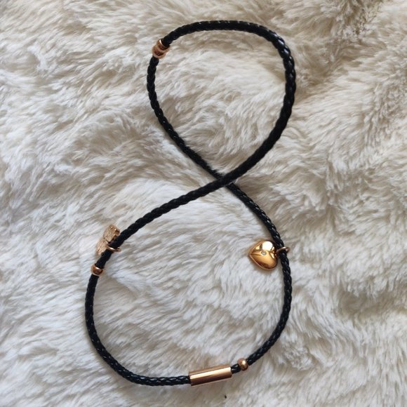 Folli Follie Rose Gold Plated Heart4Heart Sweetheart Black Bracelet - Picture 5 of 11